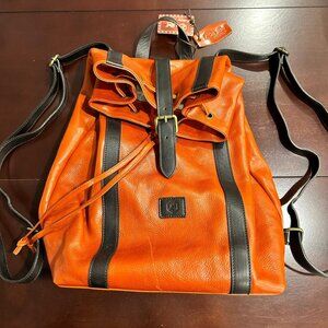 Genuine Italian Leather Backpack - Burnt Orange - Unisex